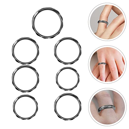 SUPVOX 7 peças de anéis de hematita não magnéticos, anéis decorativos para casal, presente