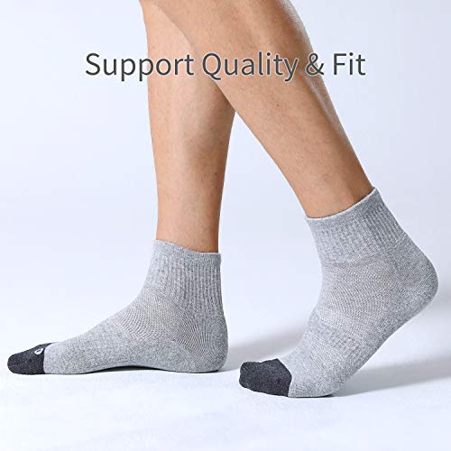 Fitrell 6 Pack Men's Athletic Ankle Socks Cushioned Sports Running Socks, Shoe Size 12-15, Grey #TOP5
