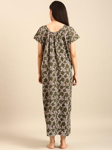 Image of Rupa Jon Aishwarya Women Full Length Printed Nighty in Premium Cotton Blend Fabric, Night Dress, Maxi Nighty for Comfortable Everyday Wear, Free Size