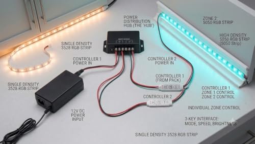 Image of Pack of 2 3 Keys Led Mini RGB Amplifier Controller for Single 5050 3528 RGB Led Light Strip