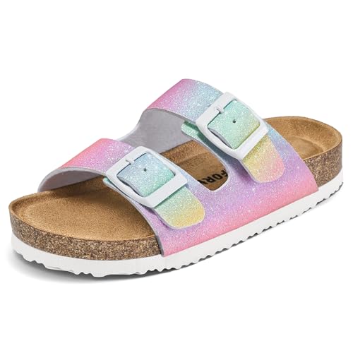Image of K KomForme Kid Sandals Boy Girl Cork Footbed Slide with Adjustable Strap | Open-toe, Comfort