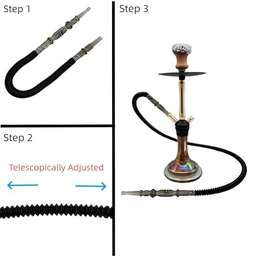 Telescoping Hookah Hose Set, 2-Pack: Adjustable Length From 29.5inch To 70inch, Portable & Durable Silicone Shisha Hose With Acrylic Handle, Hookah Accessories For Enhanced Smoking Experience (Black) - Image 3