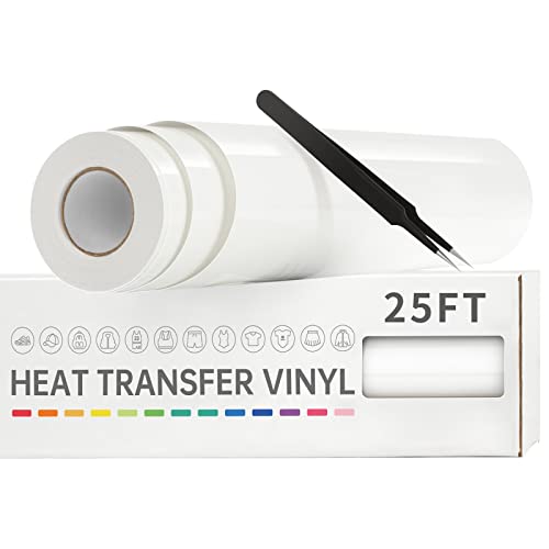 VinylRus Heat Transfer Vinyl-12â€ x 25ft White Iron on Vinyl Roll for Shirts,HTV Vinyl for Silhouette Cameo, Cricut ,Easy to Cut & Weed