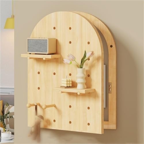 Wooden Electric Meter Box Cover with Pegboard Organizer - Stylish Breaker Box Concealment Panel for Living Room, Entryway, Bedroom, Office - 15.8" L x 31.5" H