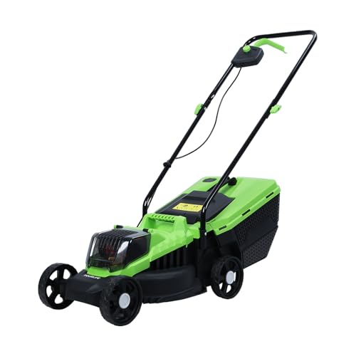 Cortacésped eléctrico con batería, tractor autotransportado 65 cm con bandeja semirrígida 30 L, altura de corte ajustable e inalámbrica, para césped de hasta 2000 m²