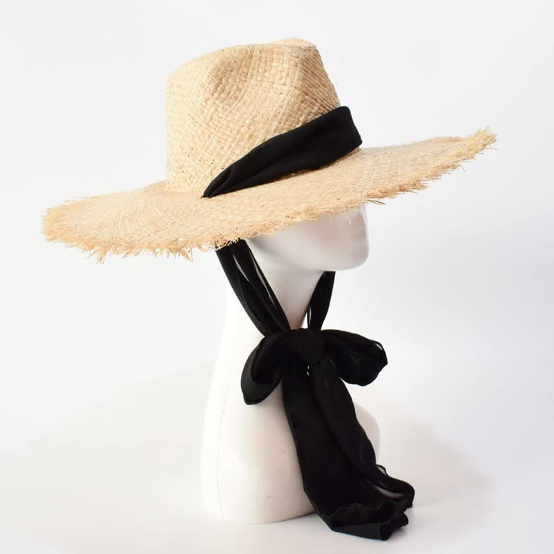 Sombreros de Rafia para Mujer Verano Correas de ala Ancha Sombreros para el Sol Sombreros de Playa