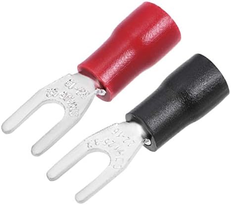 uxcell 300Pcs SV1.25-3.2 Insulated Fork Spade U-Type Wire Connector Electrical Crimp Terminal 22-16AWG Red/Black