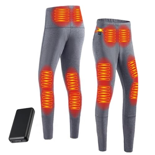 TOVCHEI Electric Heated Shirt Pants, Women's Winter Heating Thermal Underwear with Battery, 3-Level Temperature, USB Powered,Gray pants,S