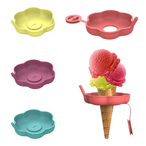 Silicone Ice cream-Popsicle holder for kids with straw,2 IN 1 Reusable/Mess-free/Leak-Proof manages melting frozen treat, Perfect for Summer Parties, Outdoor Picnics(Pack of 4)