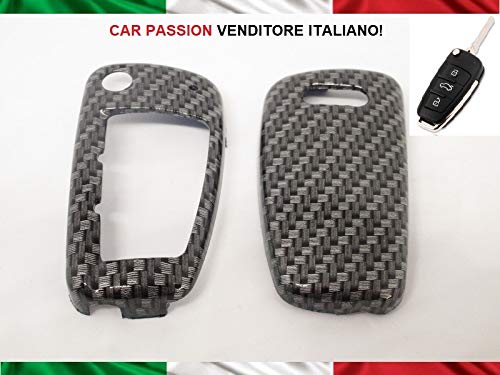 topbest - Carcasa para llave con mando a distancia, efecto carbono, compatible con Audi A1, A3, A4, A5, Q2, Q3, Q5 y Q7