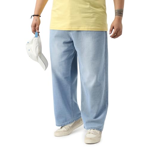 Image of Urbano Plus Men's Loose Baggy Fit Washed Jeans Non-Stretchable