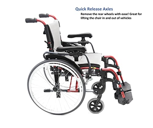 Karman Healthcare S-305 29 Lbs Ultra Light Ergonomic Wheelchair With Removable Footrest And Quick Release Wheels Red Color (S-Ergo305Q18Rs) #TOP1