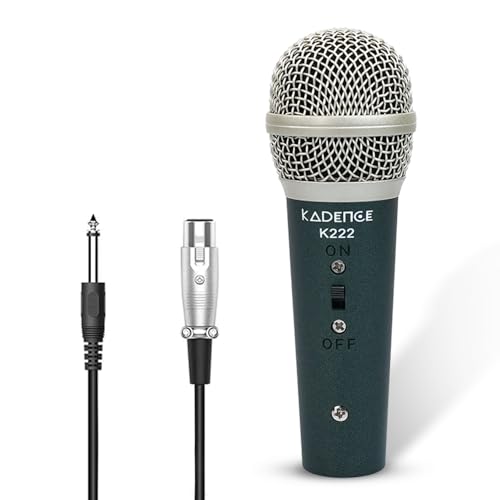 Image of Kadence K222 Home Series Wired Mini Mic | 10ft Cable with XLR to 6.35mm Jack | Dynamic Cardioid Pickup | On /Off Switch | Studio & Karaoke Mic for Vocal Clarity | Dark Green