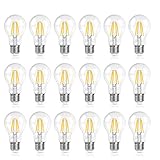 SHINE HAI A19 LED Vintage Filament Bulb, 4W (40W Equivalent), 2700K Warm White, E26 Base, Omnidirectional, ETL Listed, Pack of 6