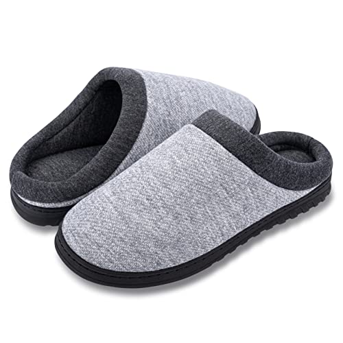 LeKuni Chaussons Femme Homme Pantoufles Hiver Garçon Fille Mousse À Mémoire Maison Chaude Extérieur Anti-dérapant (Coton gris clair 40/41 EU) Cover