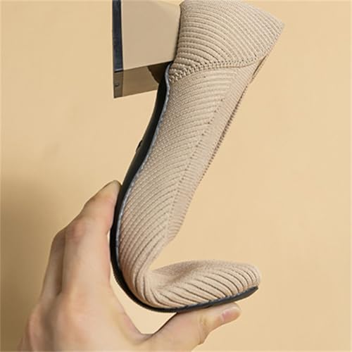 Womens Knit Ballet Flats with Arch Support Square Toe Slip On Shoes Lightweight Breathable Dressy Flats Chic Shoes with Heel4