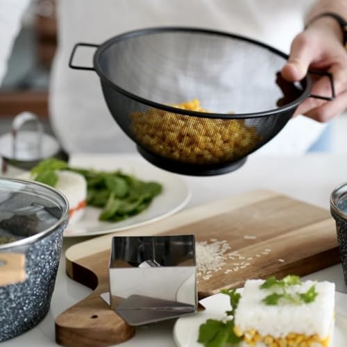 Image of Onrpix Multipurpose Stainless Steel Colander Basket for Washing Rice, Fruits, Vegetables, Grains, Strainer Drainer Bowl with Handle, The Kitchen Bowl (Big)