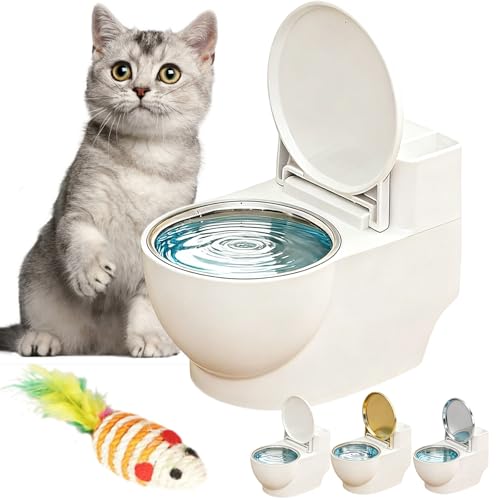 Bebedero para gatos forma inodoro acero inoxidable