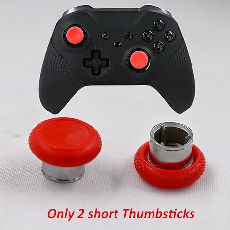 Image of 2 Pcs Metal Short Thumbsticks Replacement for Xbox Elite Series 2 Controllers,Short Concave Magnetic Analog Joysticks for Xbox Elite Series 2 Core Standard Height Thumbsticks(Red)