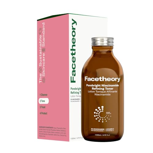 facetheory Porebright Niacinamide Refining Toner - 5% Niacinamide & Vitamin C - Evens Skin Tone & Pore Refining - Vegan & Cruelty-Free (200 ml)