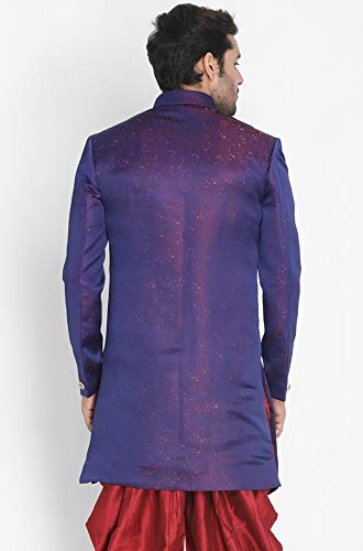 Image of VASTRAMAY Men's Black Silk Blend Sherwani Only Top