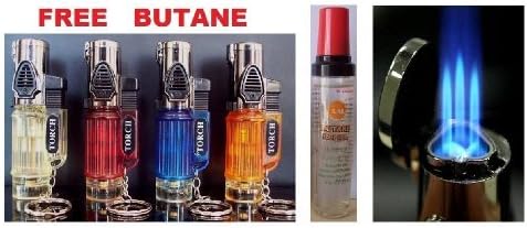 Triple Jet Windproof Flame Torch Lighter + 1 Butane Refill 18ML