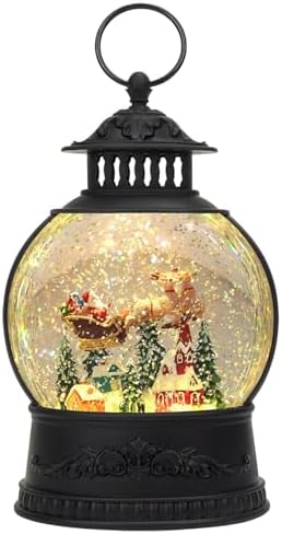 Christmas Snow Globe Water Lantern with Timer and Music, USB and Battery Operated Lighted Led Globe, Santa Snowglobe Table Decorations Indoor for Adults Home Holiday (Reindeer)