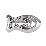 Fish Cookie Cutters Set,Cat food mold,Stainless Steel Sandwiches Cutters Biscuit Molds for Kids,5pcs Sturdy Cutters for Cookies,Sandwiches,Small to Large Size of 1.57',2.05',2.64',3.43',4.13'.