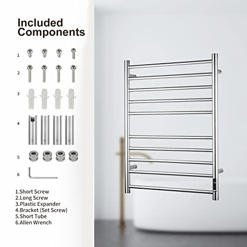 Sharndy Towel Warmer With Built-In Timer Etw25A For Bathroom Wall Mounted Bath Towel Heater Plug-In Electric Heated Towel Rack Polished #TOP7