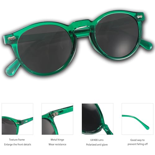 Vintage Polarized Sunglasses for Men UV400 Protection Retro Round Sunglasses Hand-crafted Acetate Frame Couple4