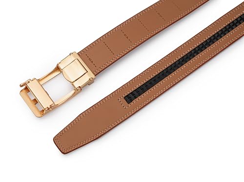 Image of Lingli Men's Belt,Ratchet Dress Belt with Automatic Buckle Brown /Black-Trim to Fit-35mm wide