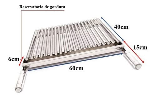 Grelha Argentina Parrilha Churrasco 60x40 Cm - INOX 430