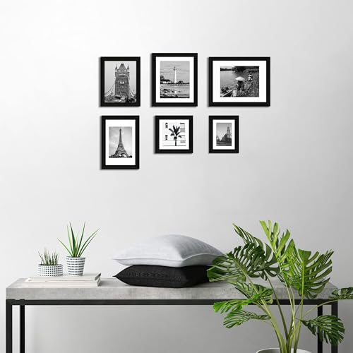 Image of iRahmen 8.5x11 Vintage Picture Frame - High Definition Real Glass Wooden Photo Frames for Tabletop Display and Wall Mounting (Black, Set of 4)