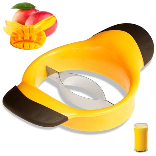 Trancheuse à Mangue, Mango Slicer, avec Poignée Ergonomique en Caoutchouc, Facile à Prélever et à Diviser, Lame de Diviseur de Mangue en Acier Inoxydable...