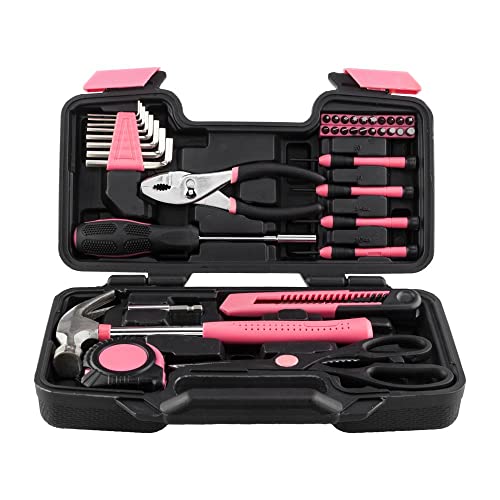 Ovovo From Repairs To Diy: Essential 39Pcs Women's Tool Kit, Professional And Compact - Portable Household Tool Set In Pink #TOP1