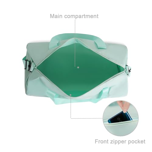 Small Gym Bag Duffel Bag for Women Men Fitness Sports Bag Workout Adjustable Detachable Shoulder Strap Lightweight Carry on Travel Duffle Bag (Green, 19" / Medium / 24L)3