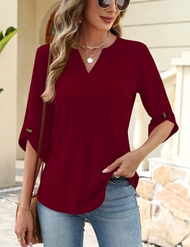 Kistore Women's 3/4 Sleeve V-Neck Tunic