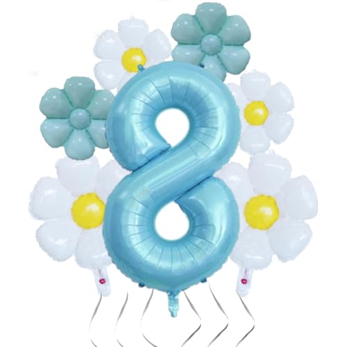 Daisy 8th Birthday Party Decorations 40Inch Light Blue Number 8 Balloons