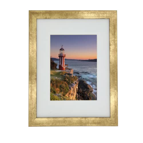 A5 Photo Frame Gallery Picture frame with A6 mat,Freestanding and Wall Mountable,Gold