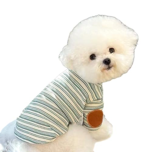 Morycat 犬服 春秋冬 長袖 可愛い ボーダー柄 Tシャツ 柔らかい 薄い ドッグウェア 暖かい 柔らかい シャツ 脱毛保護 お散歩 小中型犬 (グリーン,XL)