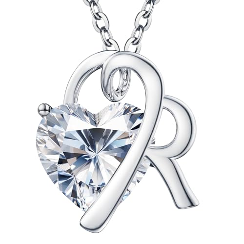 Image of ForeverLove Heart Necklaces for Women, 4-2 Carats Heartshap Moissanite, Silver Pendant Jewelry, Anniversary Birthday Gifts for Wife, Girlfriend, Daughter, Mom