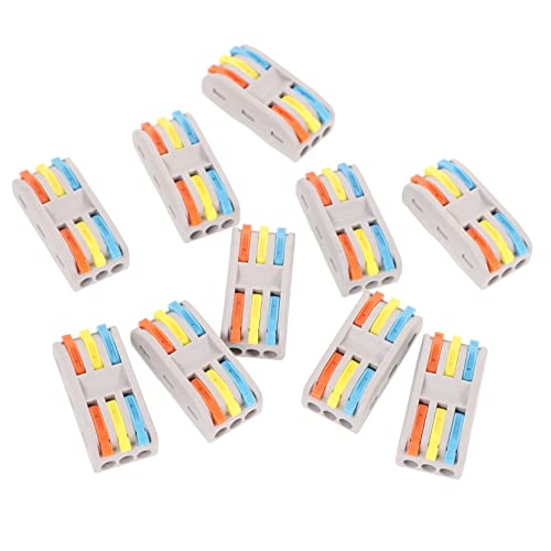Luxshiny 10Pcs Lever Wire Terminal Connector Block Out Electrical Splitter for Safe Tool Connections Insulation Reusable