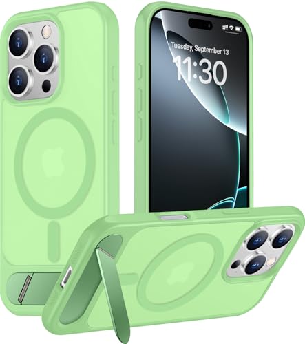 Image of Magnetic Compatible with iPhone 16 Pro Max Case, [Built-in Invisible Kickstand][Compatible with MagSafe][Military Grade Shockproof] Slim Translucent Matte Phone Case for iPhone 16 Pro Max 6.9 inch