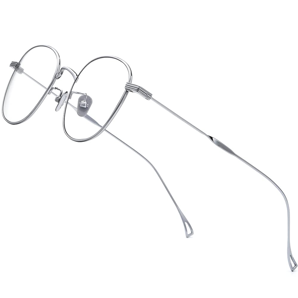 FONEX Titanium Glasses Frame Women,Vintage Square Optical Eyeglasses Men Ultralight Eyewear