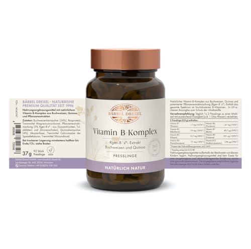 Vitamin B Komplex Tabletten aus rein natürlichen Quellen, keine Synthetik (92 Stk) B-Vitamine, B12, B1, B2, B3, B6 Naturheilkunde Bärbel Dexel