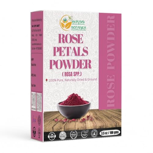 Image of Herbs Botanica Rose Petal Powder Natural, 100% Natural for Face Mask, DIY Skin Care, Aromatherapy, No Preservatives or Colors, Chemical-Free Herbal Powder, 100 gm / 3.52 oz