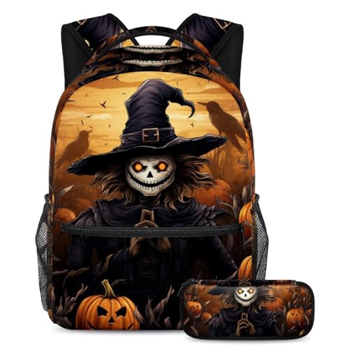 Sac à dos épouvantail d'Halloween et trousse pour les sorties scolaires