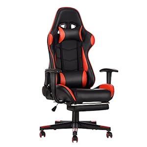 Panana Gaming Chair, Office Chair, Racing Chair with High Backrest, Rotatable with Footrest and Headrest, 150 kg Load Capacity (Red)