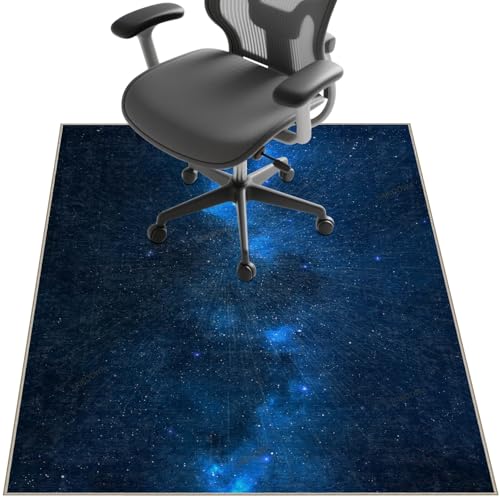 Chair Mat for Hardwood Floor,48'*36' Under Desk Mat for Rolling Computer Chair &Low Pile Carpet Floor,Anti-Slip Floor Protector for Home Office Blue Starry Sky