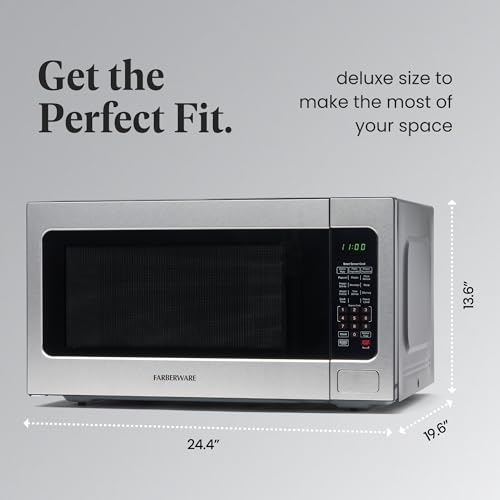 Farberware 1100W 2.2 cu ft Countertop Microwave Oven With Smart Sensor, LED Lighting, Child Lock - For Apartments and Dorms